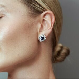 Elegant Silver and Blue Stud Earrings